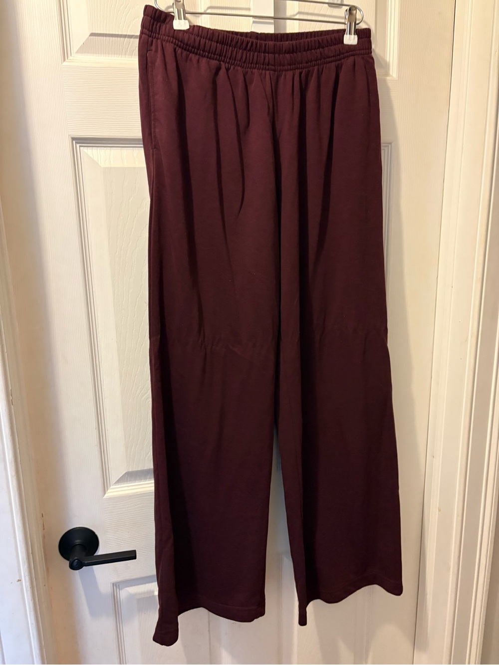 H&M Women's Wide Leg Elastic Waist Pants - Deep Burgundy